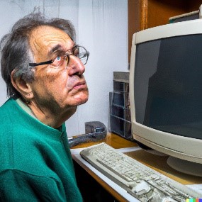 Man disappointed sitting in front of computer